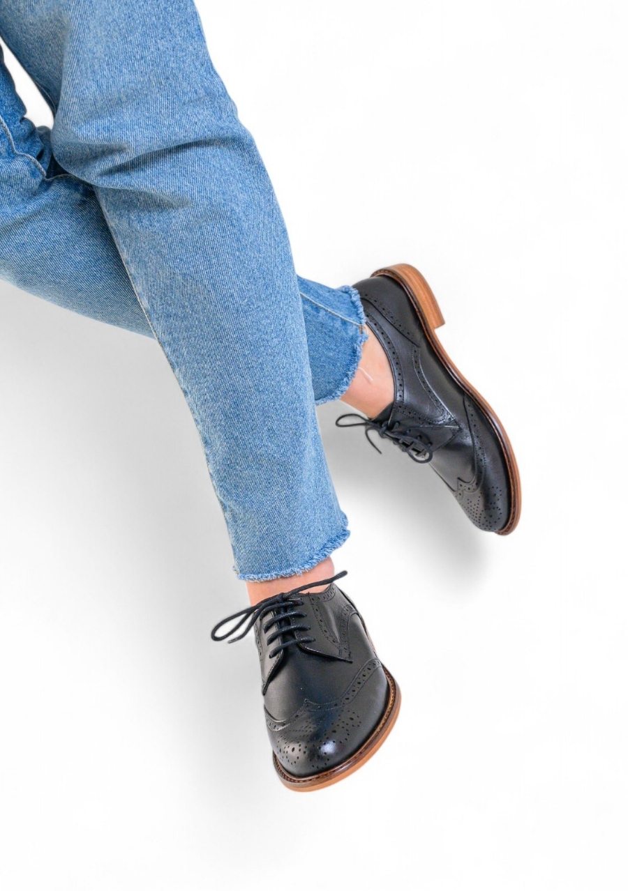 SAPATO ATERRIZA OXFORD FEMININO COURO PRETO