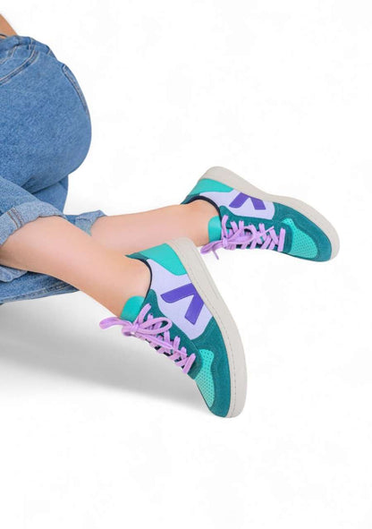 TÊNIS VEJA V-10 SUEDE MULTICO SWAN PURPLE PIERRE