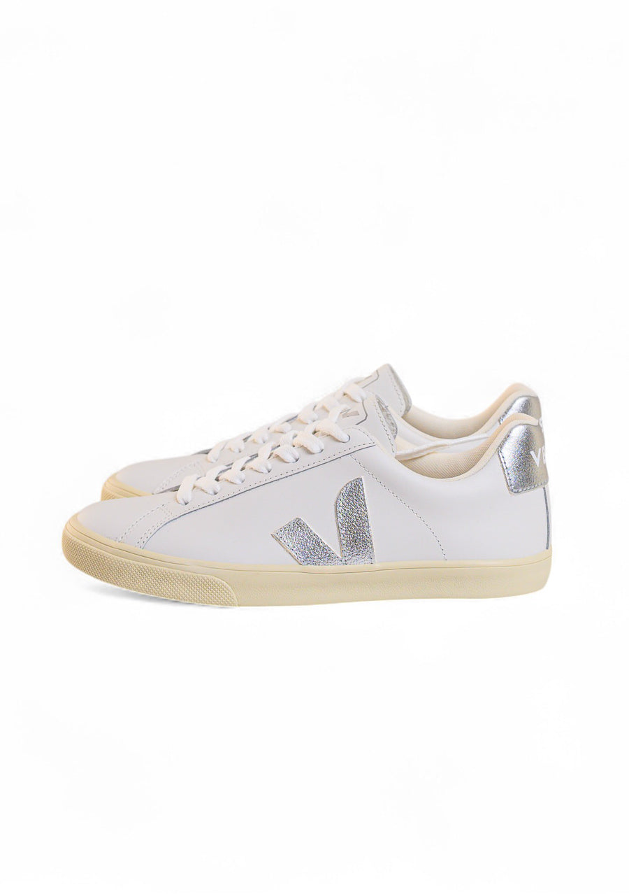 TÊNIS VEJA ESPLAR LOGO LEATHER WHITE SILVER