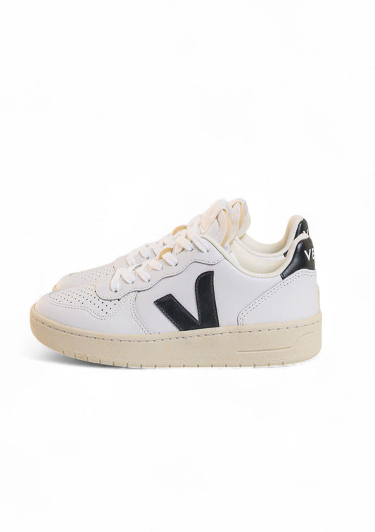 TÊNIS VEJA V-10 LEATHER EXTRA WHITE BLACK