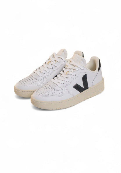 TÊNIS VEJA V-10 LEATHER EXTRA WHITE BLACK